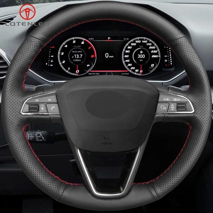 Lqtenleo черная искусственная кожа DIY автомобиля рулевое колесо Крышка для Seat Leon 5F Mk3 2013- Ibiza 6J Арона Alhambra