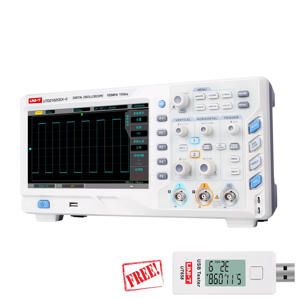 

UNI-T UTD2102CEX-II UTD2072CEX-II 8 inch TFT LCD Digital Storage Oscilloscope 100MHz 70MHz bandwidth 2 Channels 800X480 WVGA