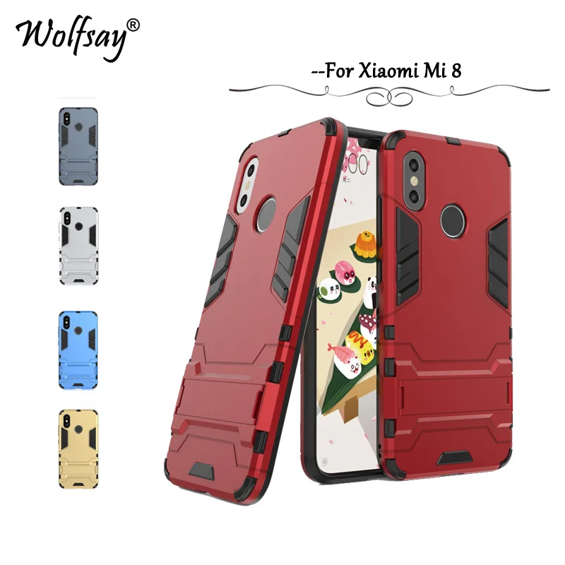 

Case Xiaomi Mi 8 Cover Cases Xiaomi Mi8 Slim Robot Armor Rubber Fundas For Phone Case Xiaomi Mi 8 Cover Wolfsay Coque 6.21" Capa
