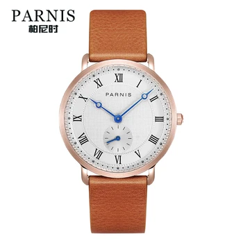 

Fashion Parnis 40MM Quartz Men's Watch Rose Gold Case Waterproof 20mm Watch Leather Strap Men Wrist Watches zegarki meskie Clock