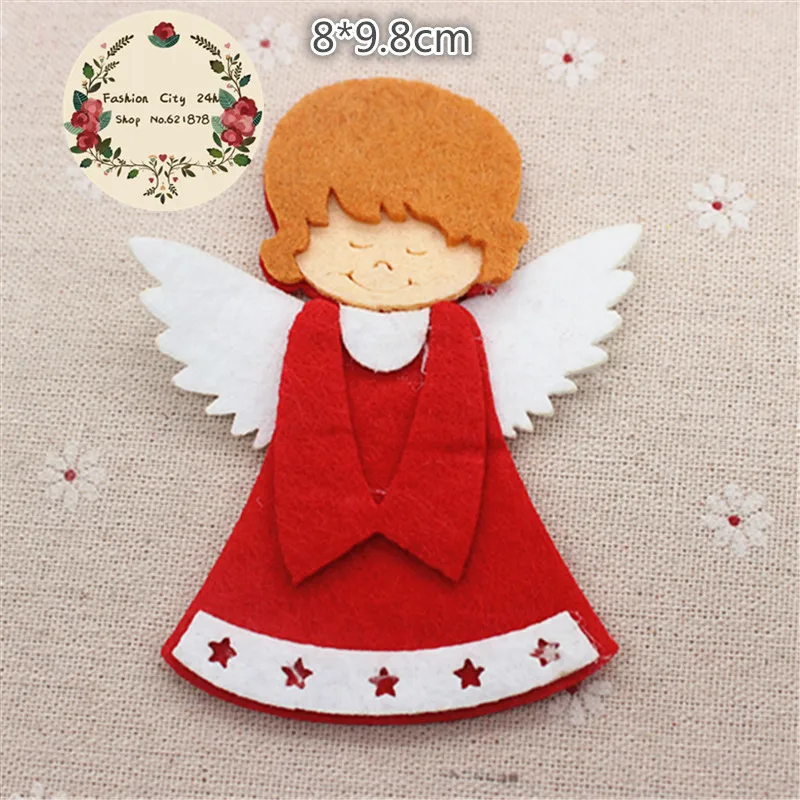 

5pcs/lot Non-woven Fabric Handmade Kawaii Christmas Angel Patches Felt Accessories for DIY Scrapbooking,8*9.8cm