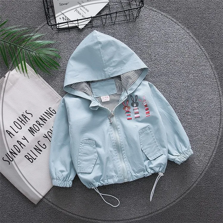 Fanfiluca  Autumn Baby Girls Coat Spring Children Outwear For Fashion Girls Zip Hooded Cartoon Rabbit Sport Coats For 3T Kids00019