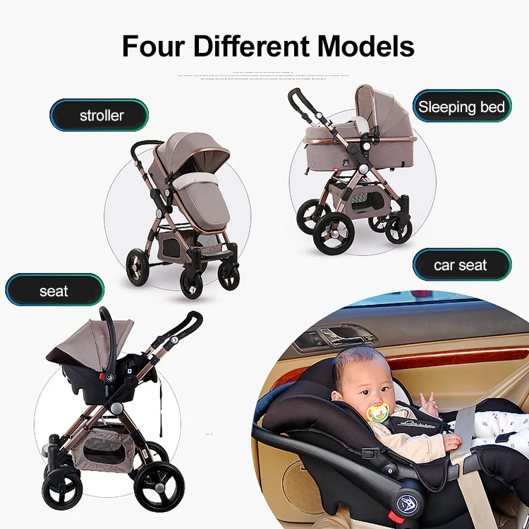 HJBB 3 in 1 baby stroller aluminium alloy frame folding strollers EU baby pram light 2 in 1 umbrella cars HOTMOM