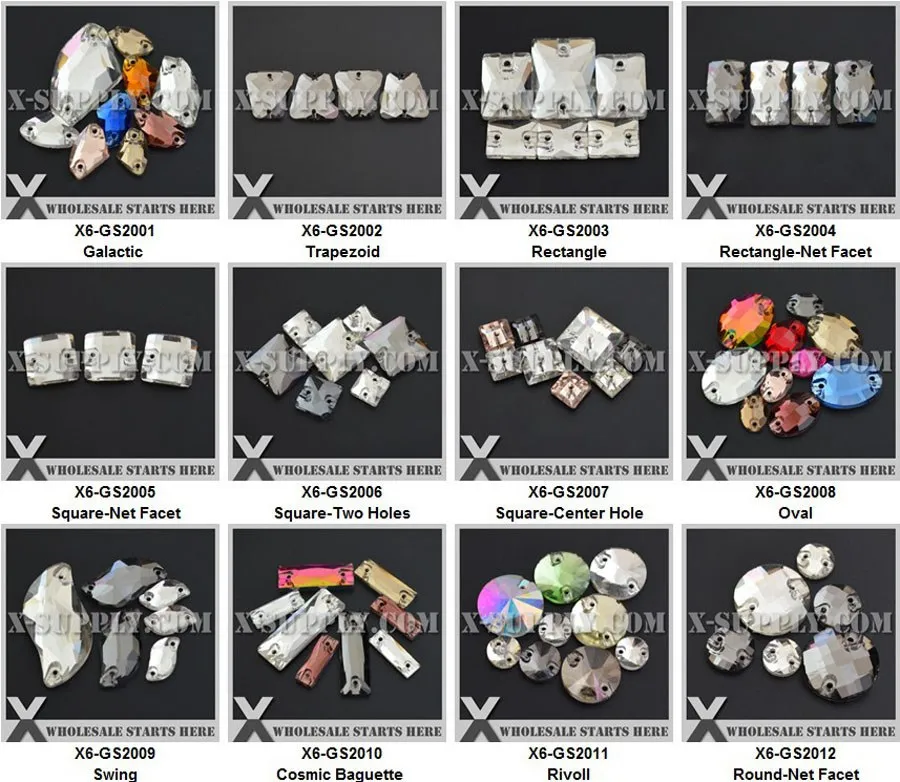 Crystal in Settings,Sew on Crystals (6)