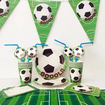 

42pcs/set Green Soccer Football Disposable Tableware Sets For Kids Shower Event Festival Birthday Party Decoration Supply