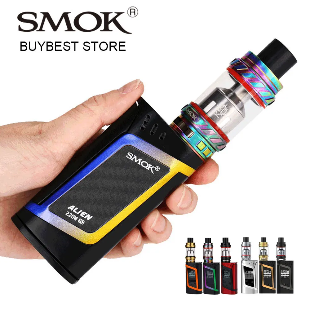 Most Popular 220W SMOK Alien font b Vape b font Kit with 6ml TFV12 Tank Atomizer