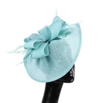

Fashion Fascinators hat Vintage derby loop red lady event feather headwear race hair accessories fedora pillbox hats Royal blue