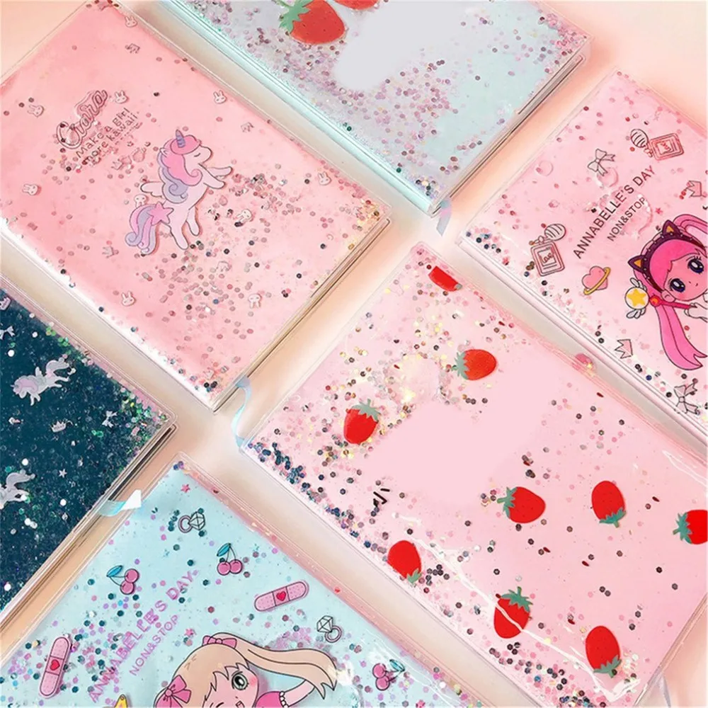 

Cute For Students Diary PVC Cover Quicksand Note Book Traveler Journey Memo Pad Notepad School Office Supply