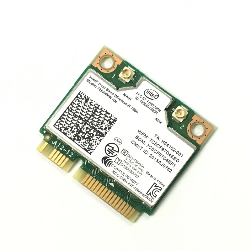 

Dual band Wireless N 7260HMWAN 7260 7260hmw an Wifi Bluetooth 4.0 Card for Intel mini PCI-E 300Mbps network 2.4G/5G 717381-001
