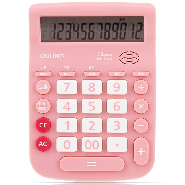 12 digits big display cute electronic calculator pink office with