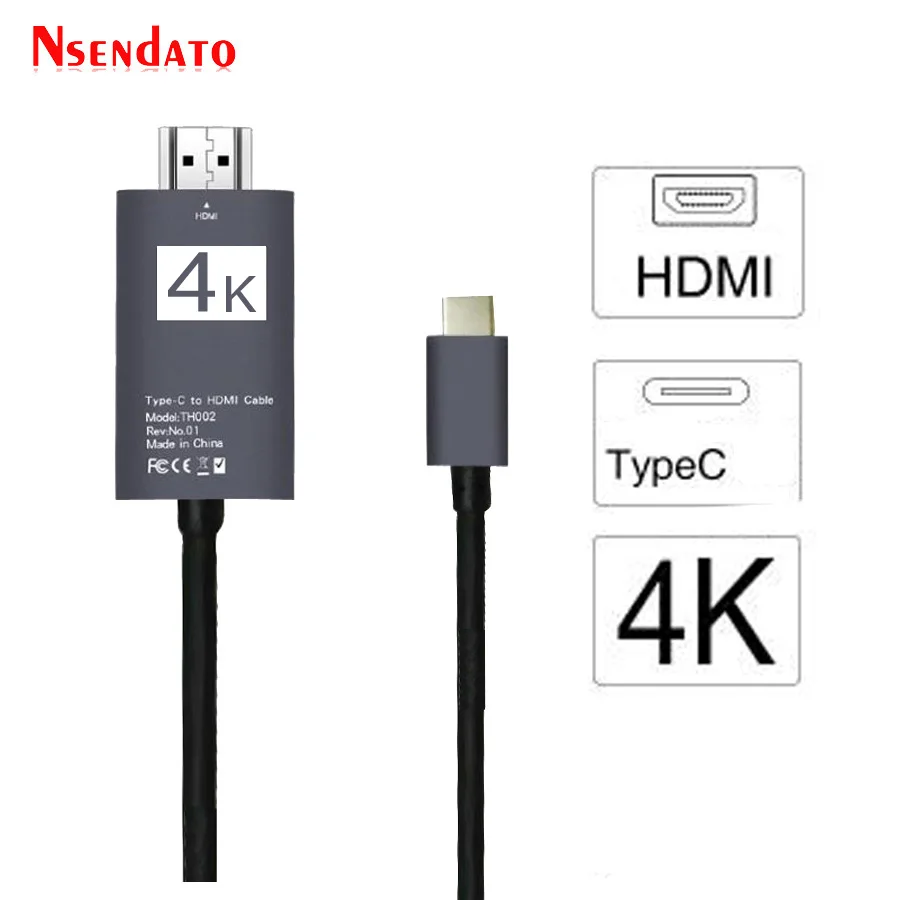 

USB-C Support 4K 30Hz 2M USB 3.1 Type C Type-c male To HDMI male HDTV Thunderbolt 3 Cable Adapter For Macbook Phone Tablet PC