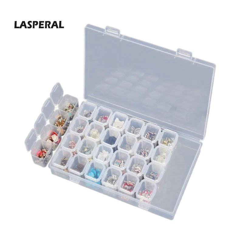 

LASPERAL 28 Grids Storage Boxes For Embroidery Diamond Arycli Oraginzers Case Stitch Tools Medicine Diamond Painting Accessory