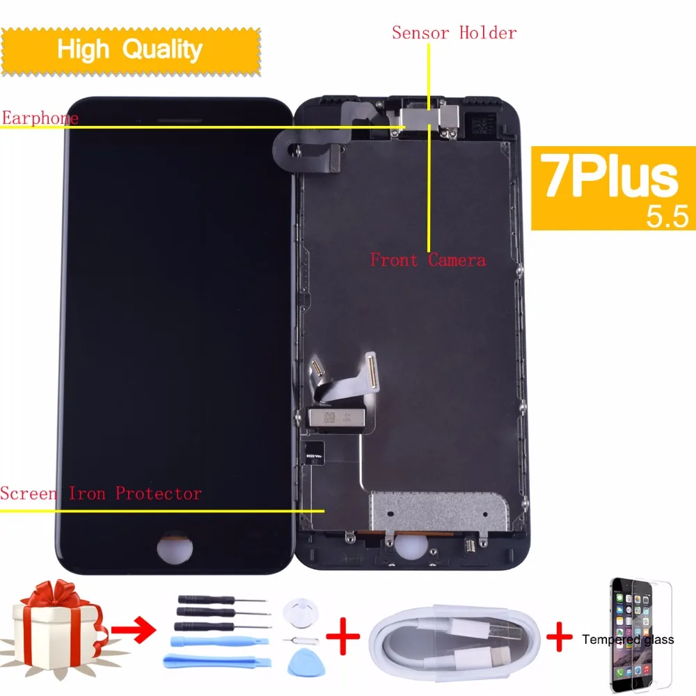 

10pcs Tianma LCD screen Full Assembly LCD Complete Display For iPhone 7 7 Plus with 3D touch Screen and small parts Front Camera