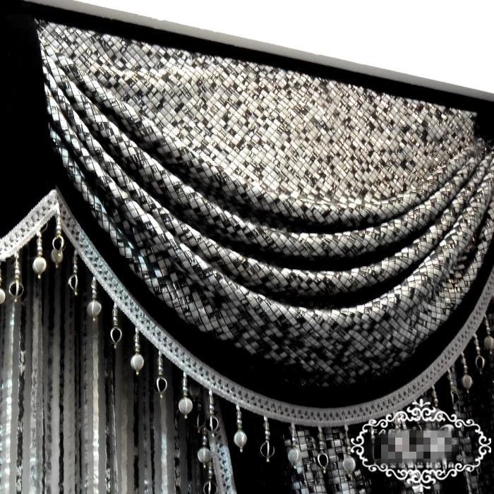 Пользовательские шторы Высокое качество Современная мода роскошный Европейский черный белый жаккард Мозаика затемненные шторы тюль балдахин N225