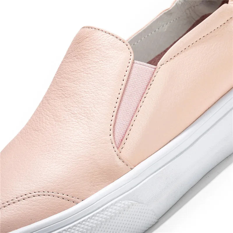 New Donna Flats Fashion 34 Donna bianco 2019 in Asumer Shoes Spring Size Rosa vera pelle Casual Punta 40 Big Rotonda Autumn CxgWqzT0w