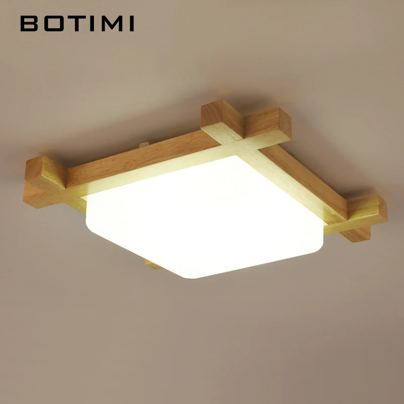 BOTIMI скандинавский светодиодный деревянный потолочный светильник квадратной формы lamparas de techo для спальни, балкона, коридора, кухонного освещения