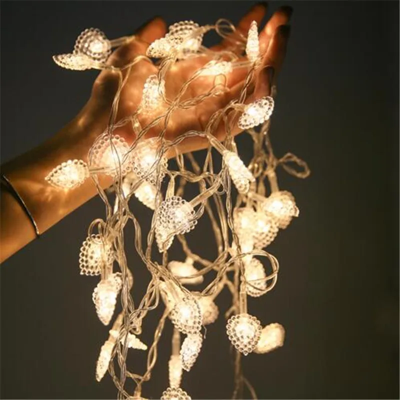 

Plastic Love Heart 3M 20LED String Light 2*AA Battery Powered For Valentine's Day XMAS Wedding Party Fairy Lights Bedroom Deco