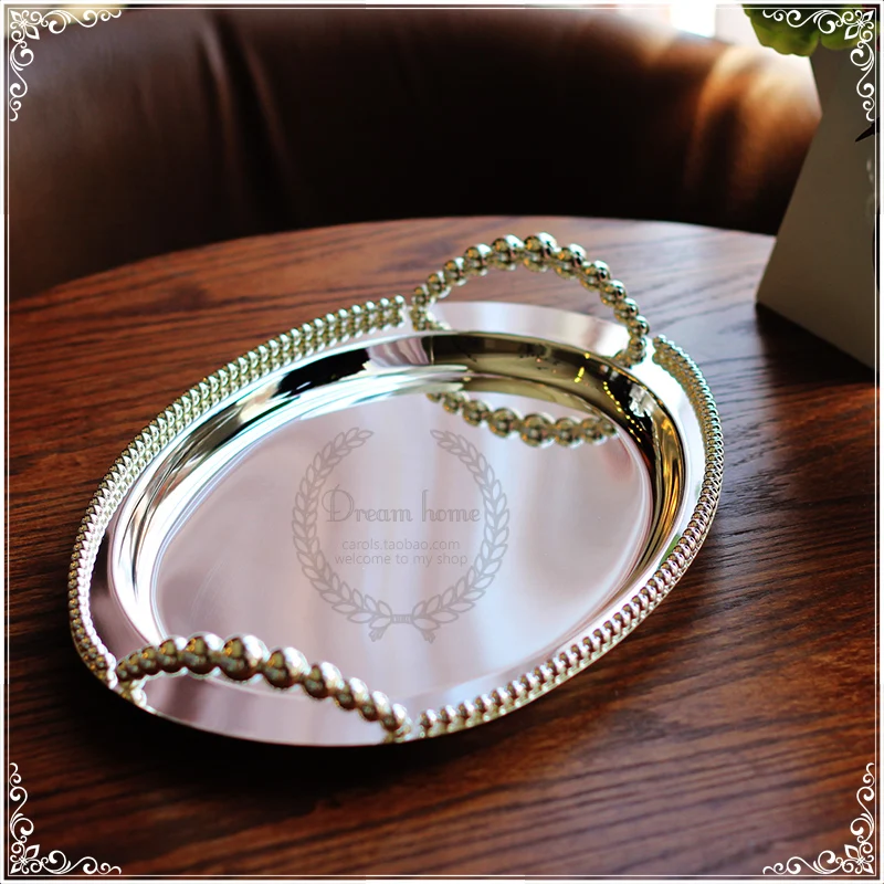 Modern large Oval Metal Plates wedding serving tray Desktop decoration
