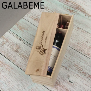 

Galabeme Custom Rustic wooden wine box Personalized engraved name & date wooden box Wedding Decoration Customized Wedding Gift