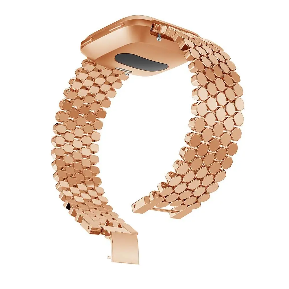 KINGBEIKE Stainless Steel Watch Band for Fitbit Versa Watchband Replacement Wristwatch Metal Links Bracelet Strap