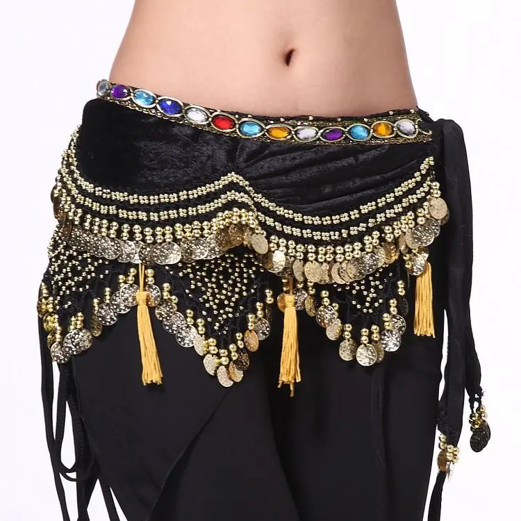 

Women's belly dance costume hip scarf tribal gold coins belts Waves triangle Coloured Diamond waist chain indian dress belt