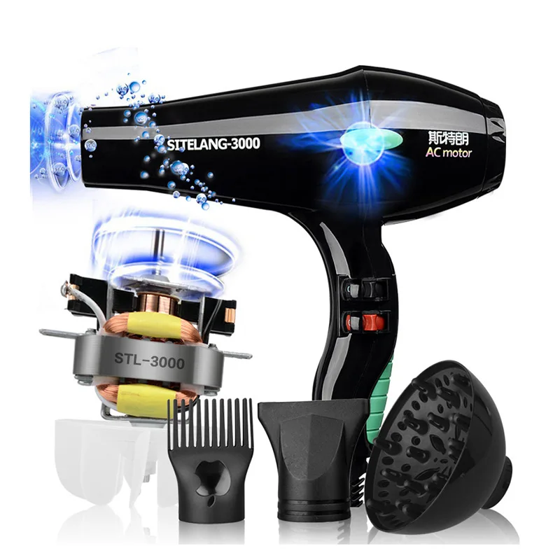 Hair Dryer 2400W Blue Light Negative Ion Hair Styling 5 Stalls 220V