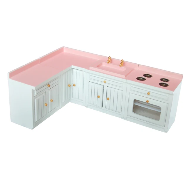 1 12 Dollhouse Miniature White Furniture Kitchen Cabinet Set Basin 1 12 Dollhouse Miniature White Furniture Kitchen Cabinet Set Basin Stove Roaster 4 Pcs Wd012