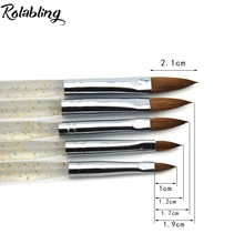 Rolabling Kolinsky Sable 5pcs/SET size 2#/4#/6#/8#/10# acrylic brush black Kolinsky sable acrylic nail brush nail art design