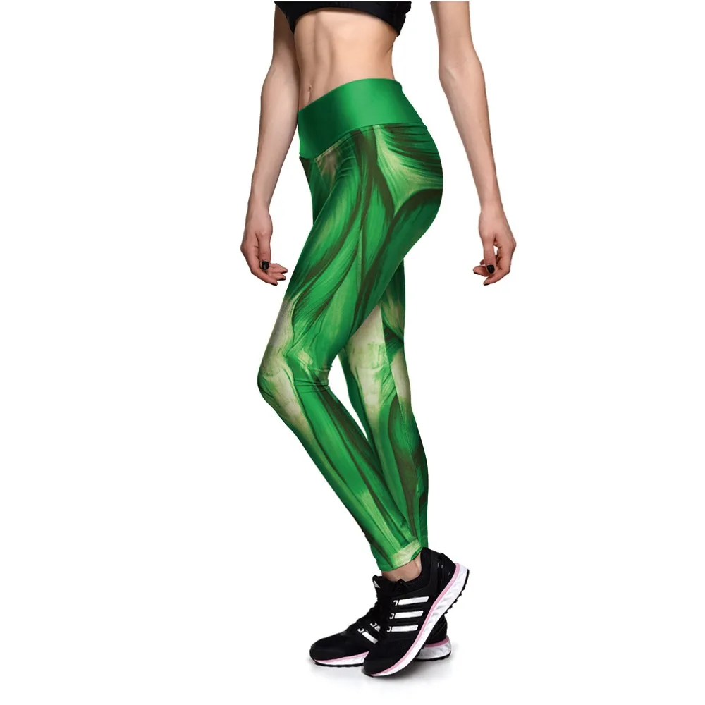 Baru 0088 Sexy Girl Legging Otot Hulk Kuat Hijau Cetakan Tinggi