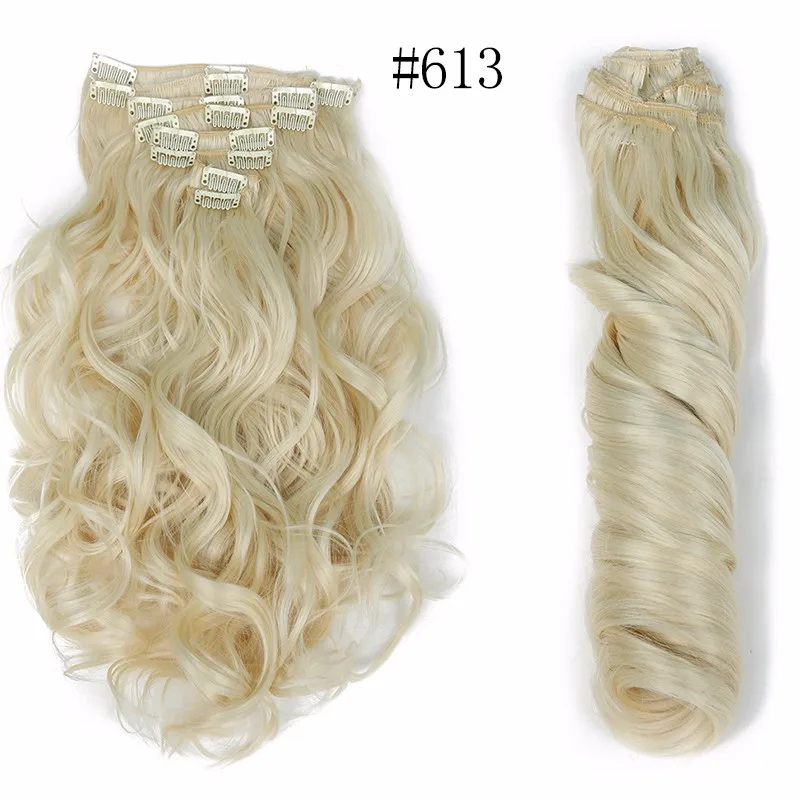 Feibin волосы для наращивания на заколках, длинные шиньоны для невесты, свадебные волнистые волосы, термостойкие синтетические волосы, 22 дюйма, 55 см
