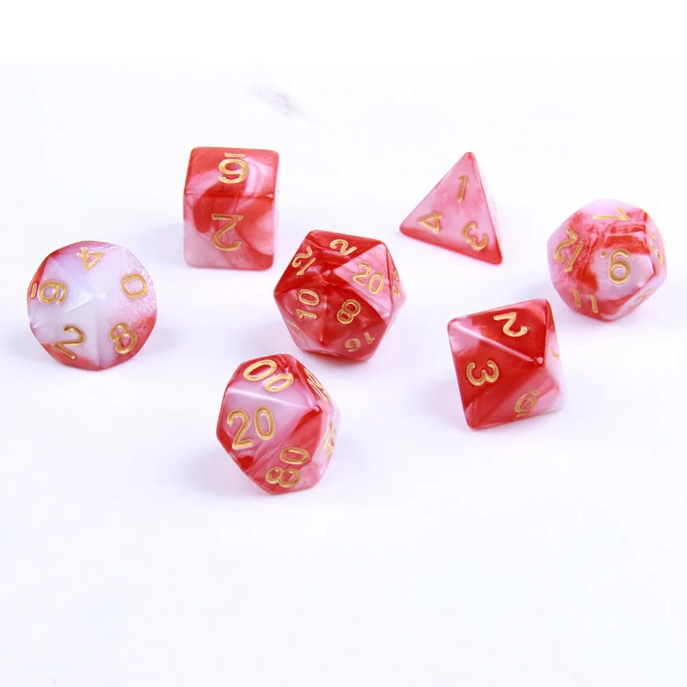 Yaye акриловые многогранные D4-D20 игральные кости набор для TRPG настольной игры Подземелья и Драконы 7 шт./компл. Droshipping