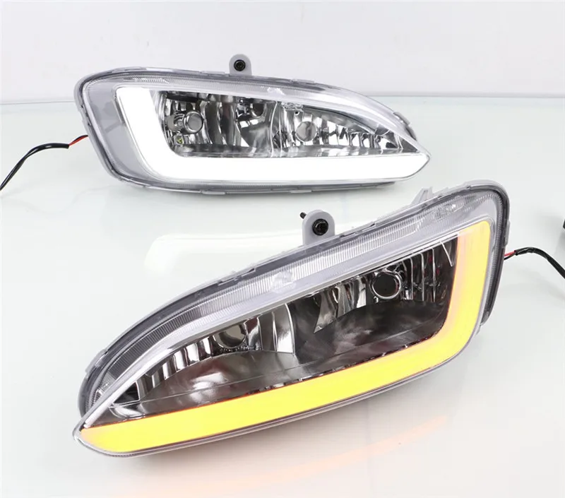 

Car Accessories LED DRL Daytime Running Light For Hyundai IX45 New Santa Fe 2013 2014 2015 With Yellow Turn Signal Light