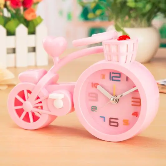 bicycle pink Творческий Мотоцикл Велосипед Ретро поезд будильник студенческие домашние настольные украшения будильники подарки - Цвет: bicycle pink