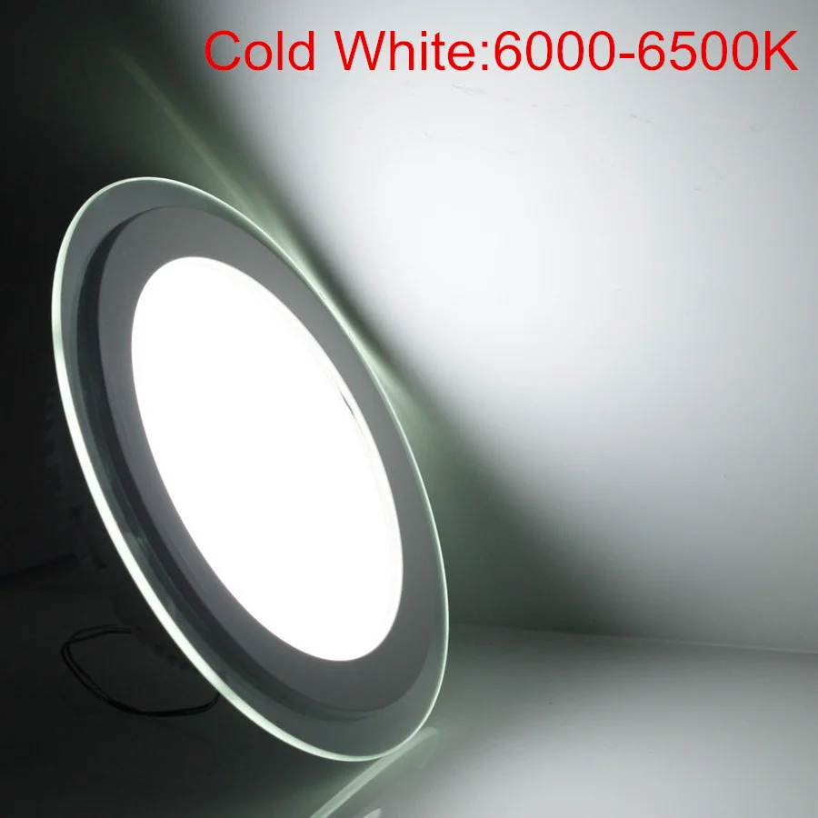 6 W 9 W 12 W 18 W стеклянный светодиодный светильник 3 изменения цвета(3000 K/4000 K/6000 K) Круглый Встраиваемый светодиодный потолочный светильник AC85-265V+ Драйвер