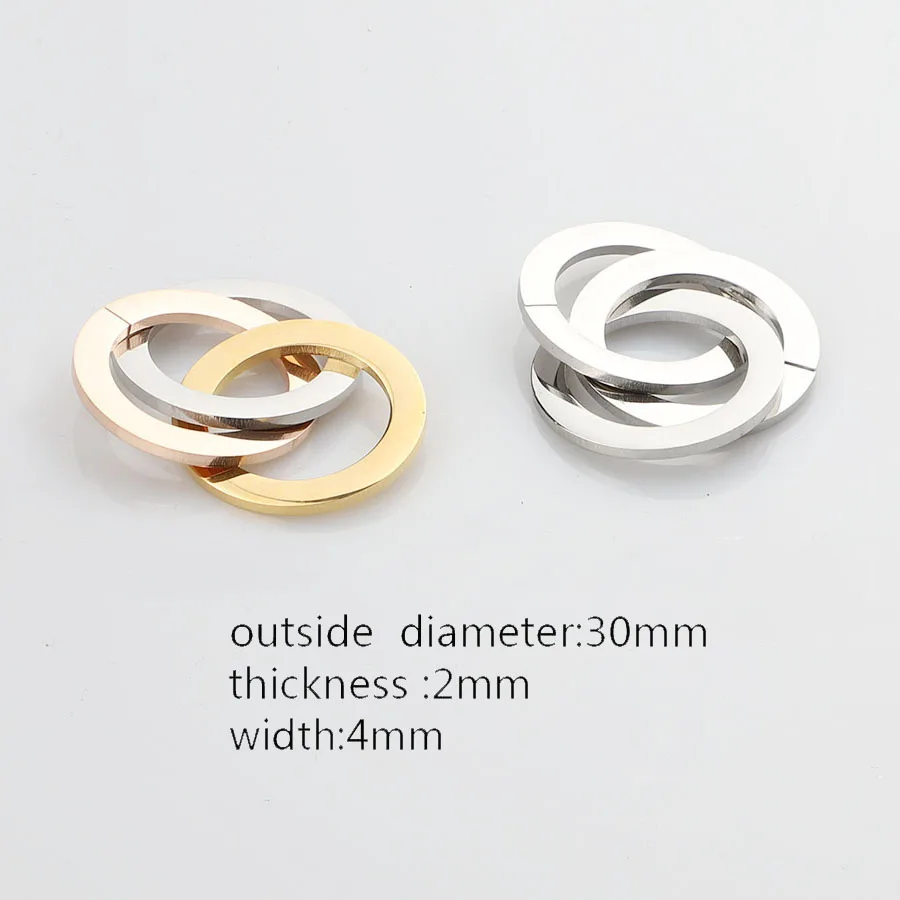 

100% Stainless Steel Three Ring Pendant Three Circles Tricolor Steel Color DIY Jewelry Charm Mirror Polished Wholesale 10pcs