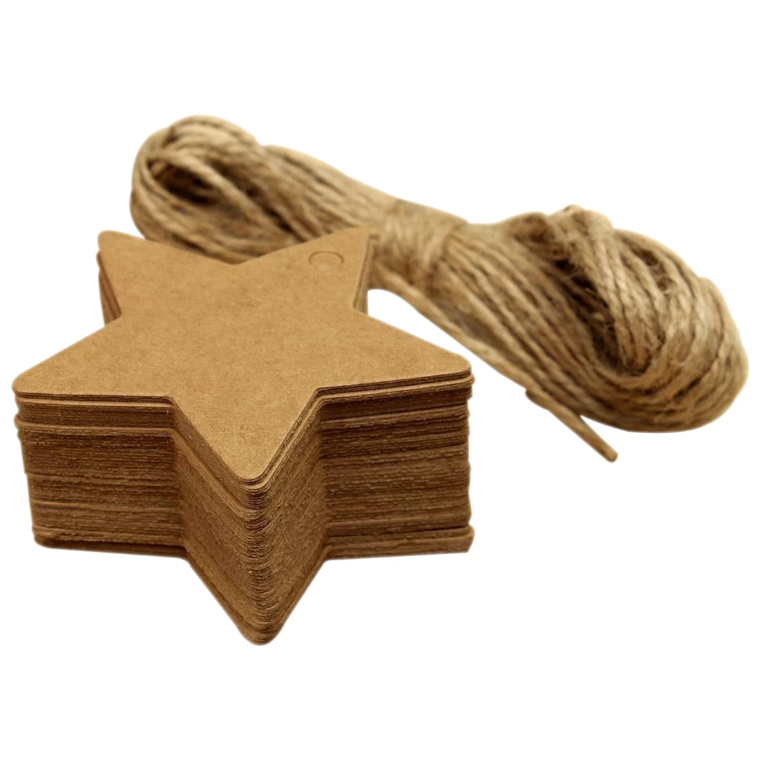 

BLEL Hot 50 X Gift Tag Wrapping Paper Pendant Note Labels Gift Tags + 8M Hemp Rope Stars