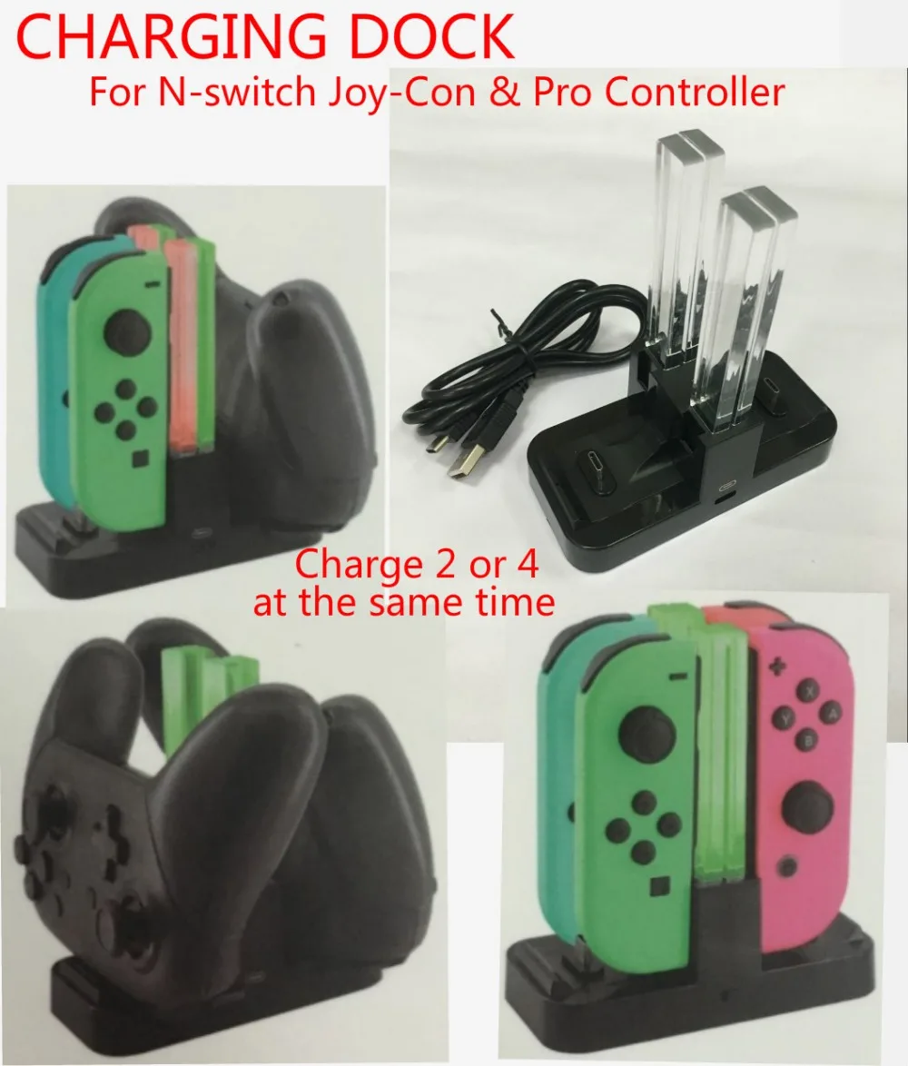 

New Charging Dock for Nintend switch N-switch NS Switch Joy-Con & Pro controller with box double charging 2 or 4 controllers