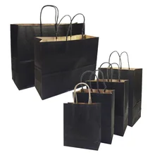10 Stks/partij Gift Bags Met Handvatten Multifunctionele High-End Zwarte Kraftpapier Zakken 6 Size Voor Winkels party Geschenken Kleding & Schoenen