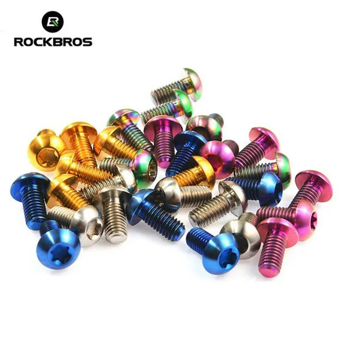 ROCKBROS M5*10mm Titanium Alloy Bike Bolts Bicycle Parts Bolts Brake Disc Screws For MTB Mountain Road Bike 5 Colors ROCKBROS M5*10mm Titanium Alloy Bike Bolts Bicycle Parts Bolts Brake Disc Screws For MTB Mountain Road Bike 5 Colors