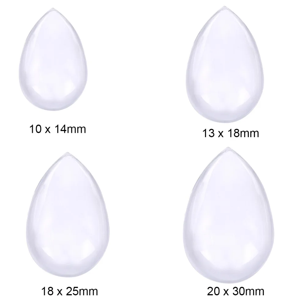10x14mm Transparent Glass Cabochons Clear Drop & Flat Back (3)