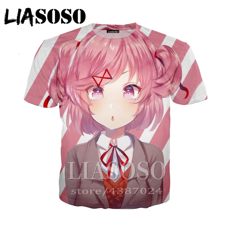 

LIASOSO Anime 3d print t shirt Men Women Harajuku doki cute girl Funny mens t shirts fashion 2018 Short sleeve homme tshirt D878