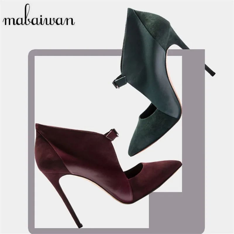 Fashion Green Suede Pointed Toe Women Pumps Sexy Ladies High Heels Summer Boots Wedding Dress Shoes Woman Valentine Shoe