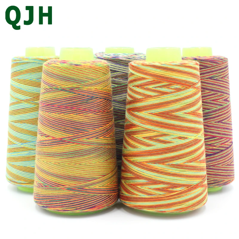 QJH-Brand-Polyester-Rainbow-Sewing-Thread-3000-yards-Spool-40S-2-High-Quality-Colorful-Sewing-Line