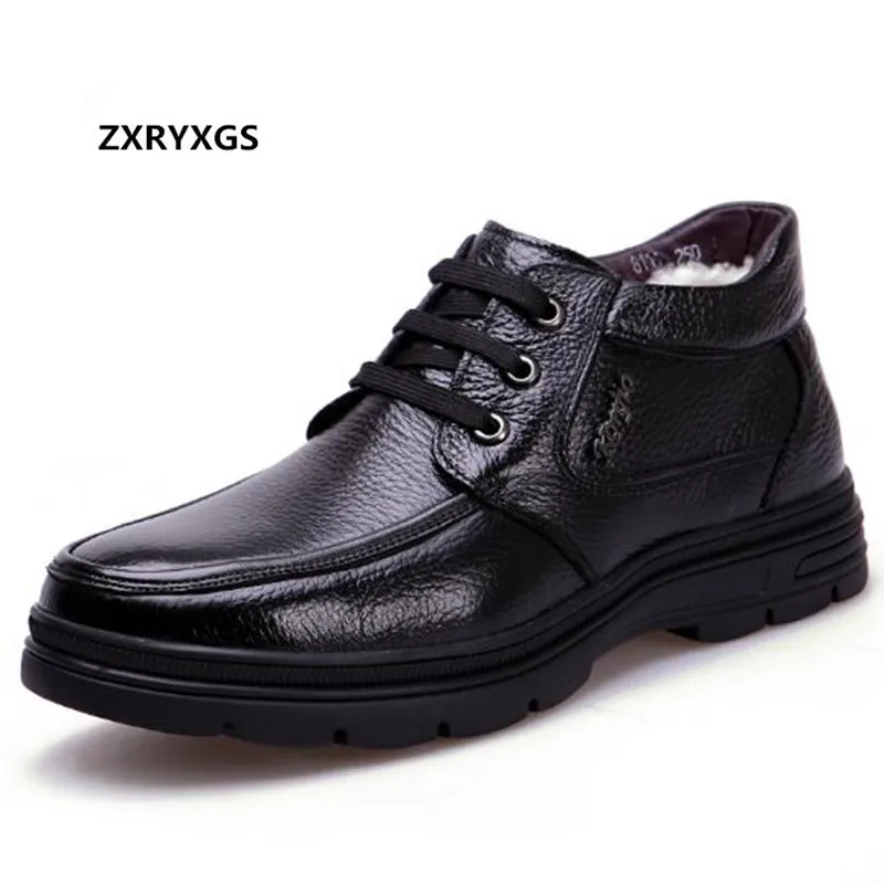 

2018 New Thickening Wool Warm Shoes Winter Boots Snow Boots Strap Warm Casual Men Boots Non-slip Genuine Leather Boots Men Shoes