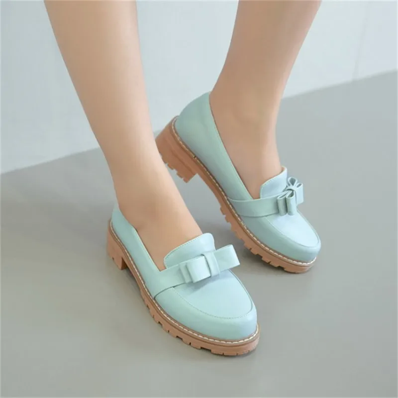 New Fashion Bow Shallow Mouth Slip-on Women Flats Sweet Ladies Casual Flat Shoes Big Size 32-43 Women Loafers Shoes Woman Oxford (5)