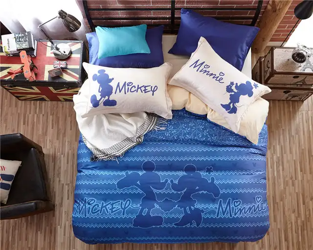 Us 80 55 24 Off Mickey Minnie Mouse 3d Printed Bedding Sets For Boys Bedroom Decor Cotton Bedspread Quilt Duvet Covers Twin Full Queen Size Blue In