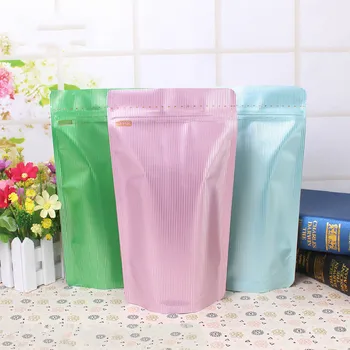 

50pcs 250g Coffee Bags Heat Seal Zip Lock Package Bags Aluminum Foil Mylar Tear Notch Pink/Green/Sky blue Stand Up Bag Wholesale