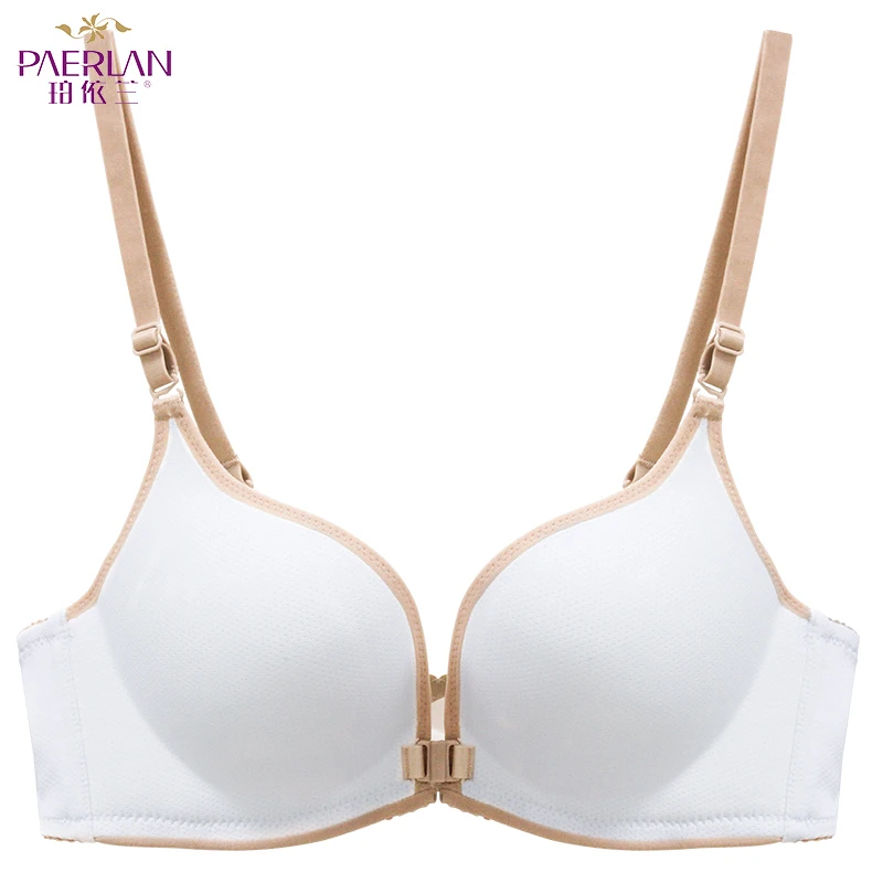 wireless bra PAERLAN Adjusted - white bra straps Front Closure Wire Free standing cotton Push Up bra spring Seamless small breasts together maidenform bras