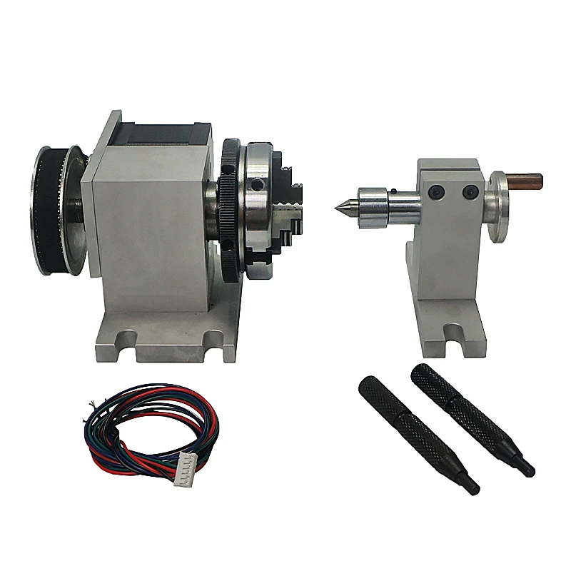 

Easy Operation Economic CNC set 4th Axis Rotary Axis with Chuck 65mm and CNC tailstock for engraving machine