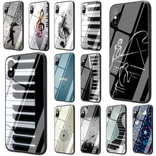 Чехол для телефона из закаленного стекла с фортепианной гитарой для iphone 5 5S 6 6S Plus 7 8 Plus X XS XR 11 Pro Max